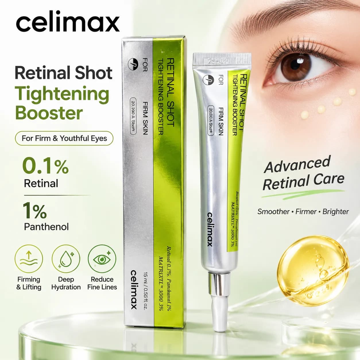 Sérum contour des yeux au rétinol 15ml - Soin anti-âge