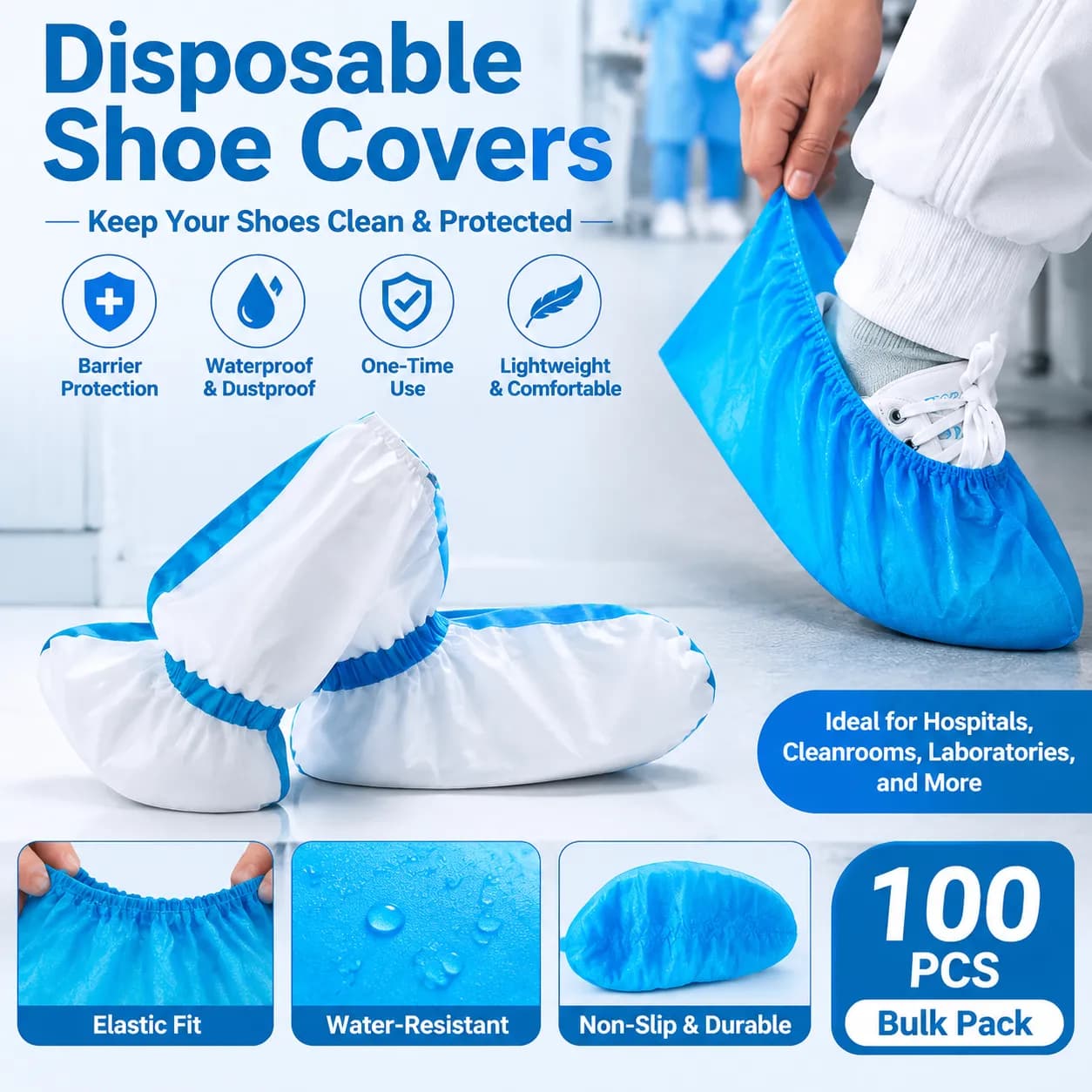 Couvre-chaussures jetables imperméables – PE et non-tissé, unisexe, modèles longs et courts