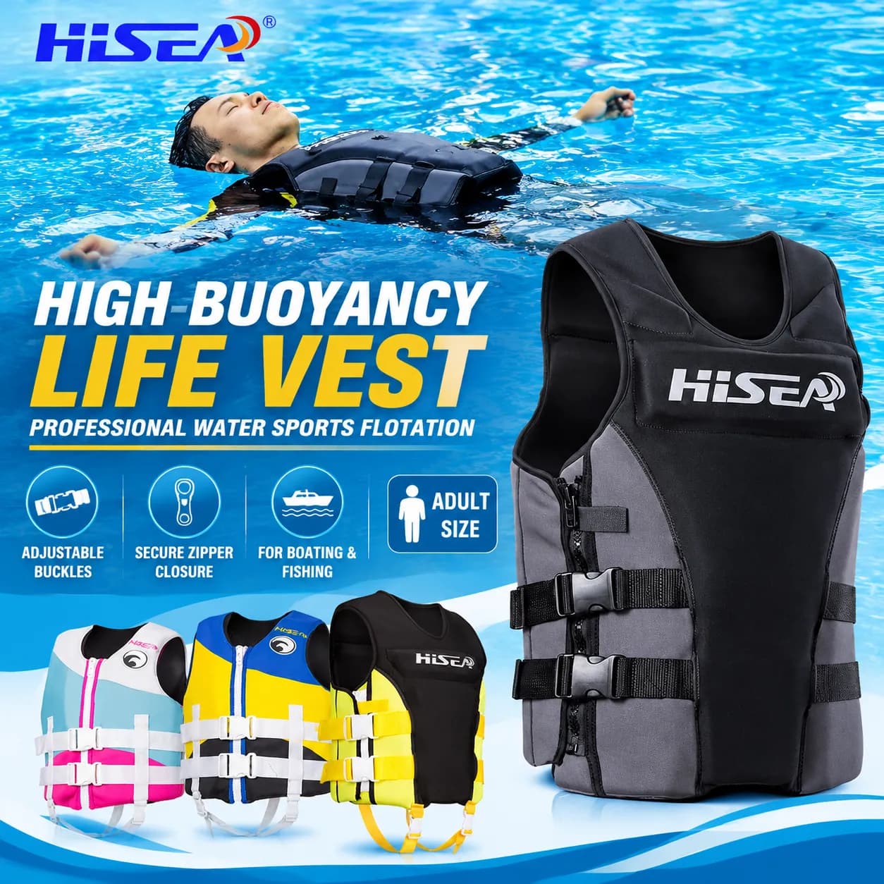 Gilet de sauvetage adulte à haute flottabilité certifié CE