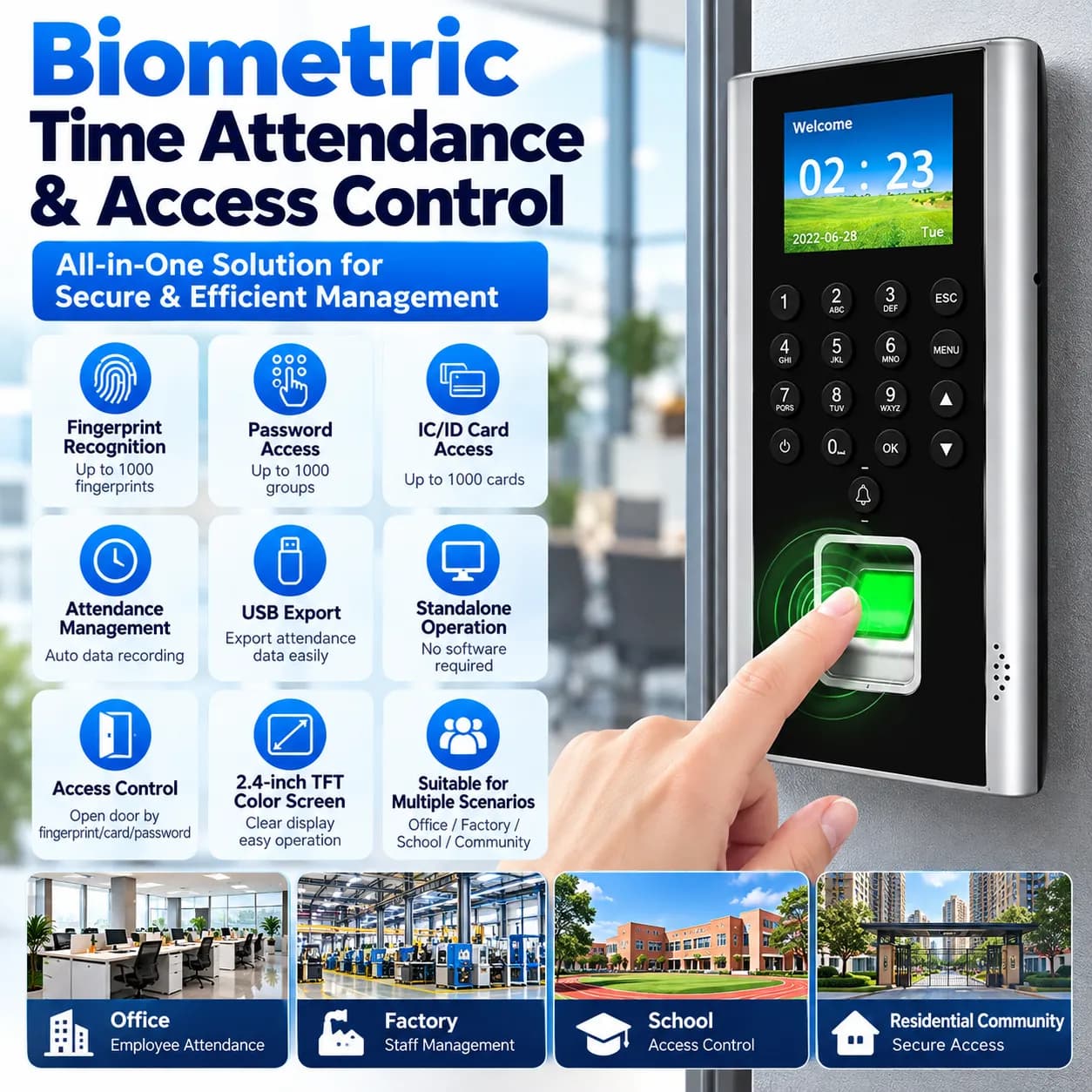 Lecteur de contrôle d'accès compact à empreinte digitale USB pour vente en gros