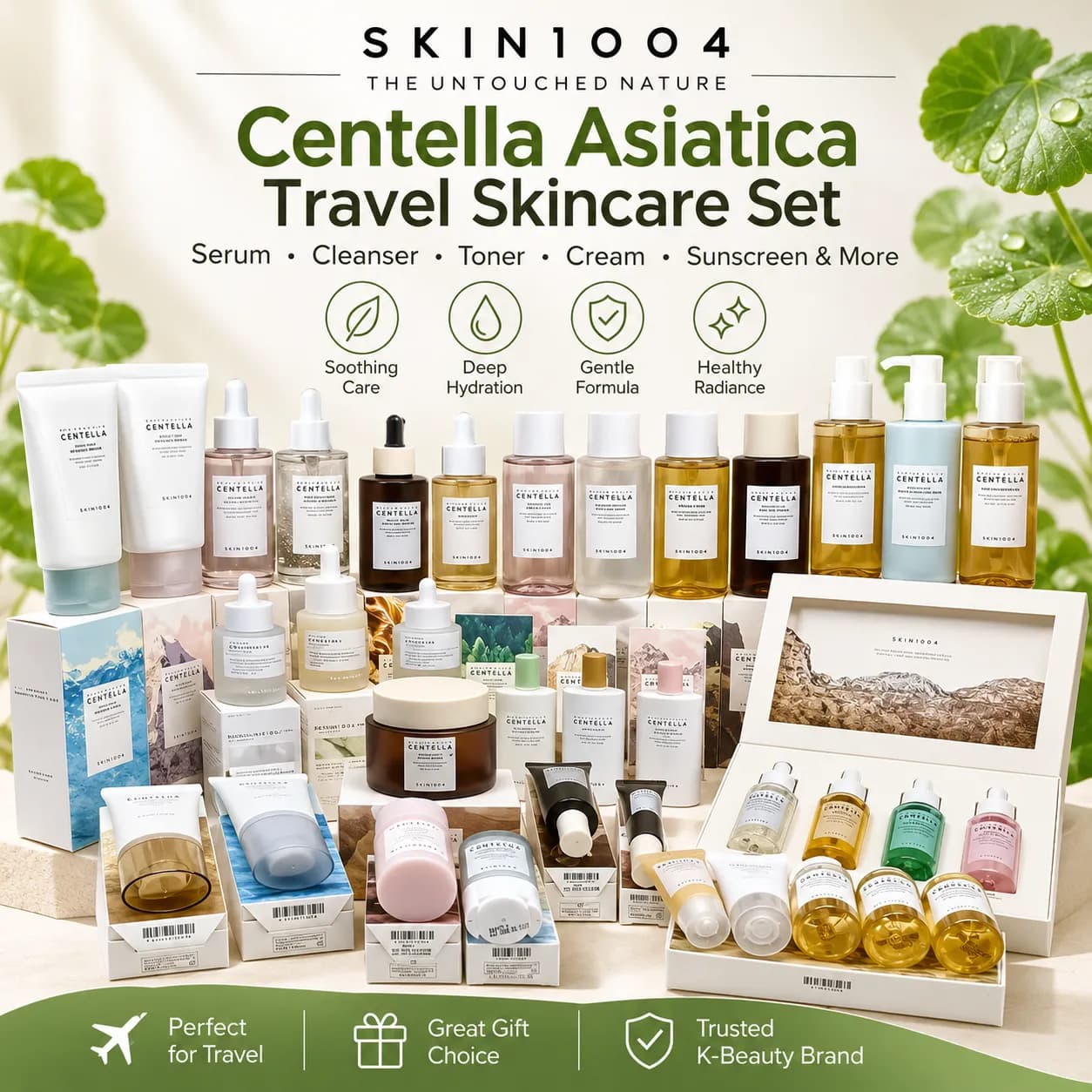 Collection de soins à la centella asiatica - Sérum, nettoyant, écran solaire et plus